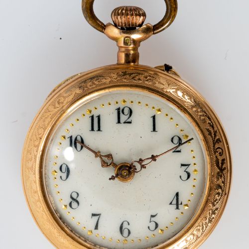 Null 
Elégante montre de poche de dame en or jaune 585, aiguilles ajourées, cadr&hellip;