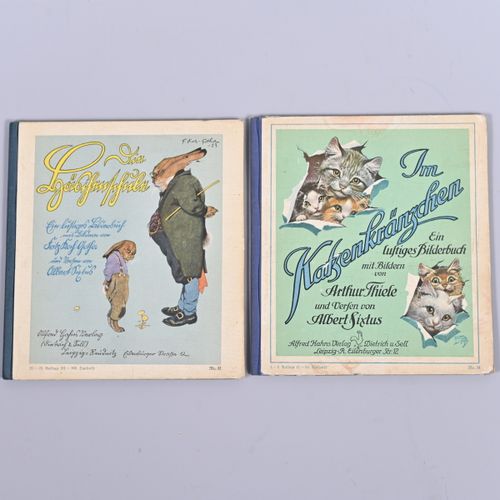 Null Zwei Kinderbücher, "Die Häschenschule" und "Im Katzenkränzchen", A. Hahn´s &hellip;