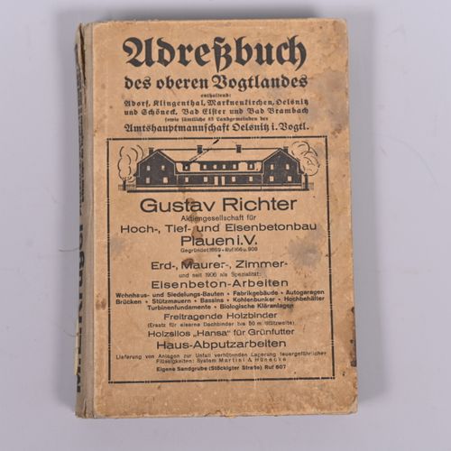 Null 上沃格特兰的地址簿，1925年，包含。阿多夫（Adorf）、克林根塔尔（Klingenthal）、马克诺基兴（Markneukirchen）、欧尔斯尼&hellip;