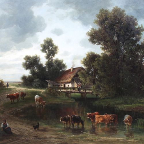 Null Morgenstern, Carl Ernst. Munich 1847 - 1928 Wolfshau. Manor with cows at th&hellip;