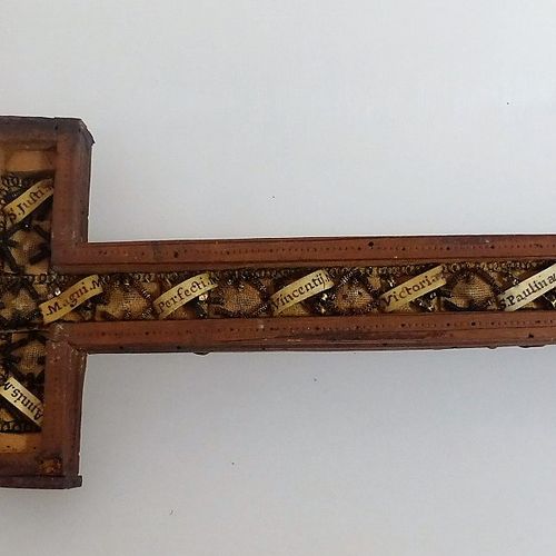 Null 十字架，德国南部19世纪，木制，遗物完全保存，最小的年龄损伤，27厘米×10厘米