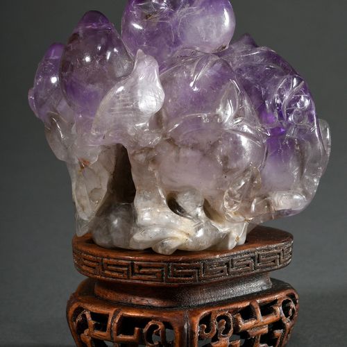 Null 
Amethyst carving "Nine Peaches", China Qing dynasty, on matching later ros&hellip;