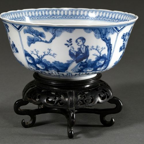 Null 
Délicat pot en porcelaine avec décor peint en bleu "Beautés dans le jardin&hellip;