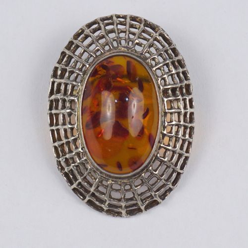 Null Amber brooch, 830 silver, One Bernhard Fehrn (1962-2010), Copenhagen, Denma&hellip;