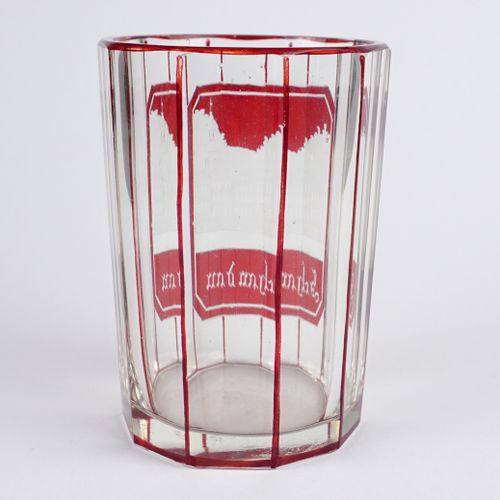 Null Andenkenglas/ Bäderglas"Bad Schandau", Böhmen um 1850

 Glas mit Facettensc&hellip;