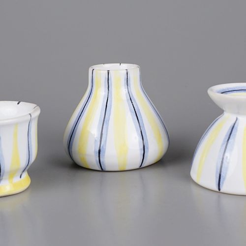Null Hedwig Bollhagen, 3 Kleinteile: Kerzenständer, Eierbecher und Vase, Dekor 1&hellip;