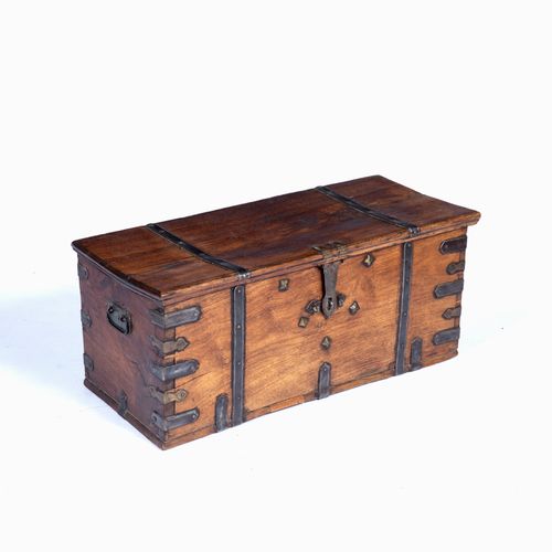 Null 
Hardwood chest
20th Century, with banded corners and lid, 80cm x 34cm x 36&hellip;