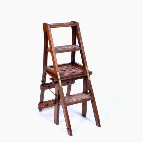 Null 
Walnut metamorphic chair/library steps 
Victorian, Gothic Revival, 90cm hi&hellip;