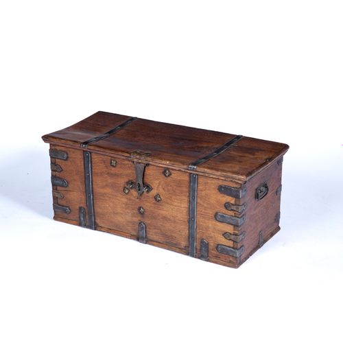 Null 
Hardwood chest
20th Century, with banded corners and lid, 80cm x 34cm x 36&hellip;