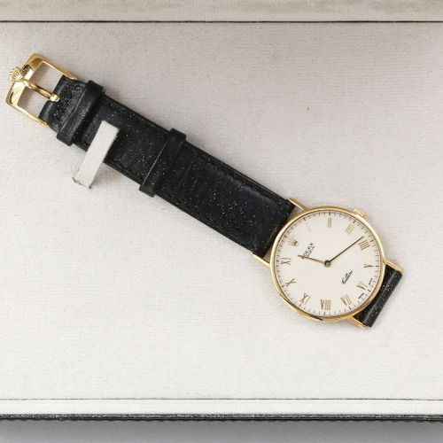 Herrenarmbanduhr "Rolex Cellini". Boîtier en GG 18 ct (réf. 5112). Verre minéral&hellip;