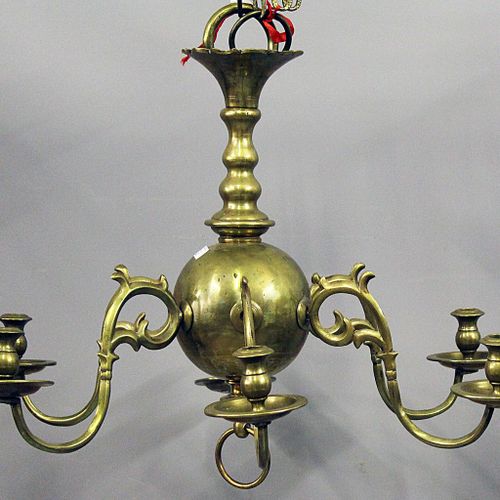 Barock-Deckenleuchte, six-flame. Bronze baluster with six curved chandelier arms&hellip;