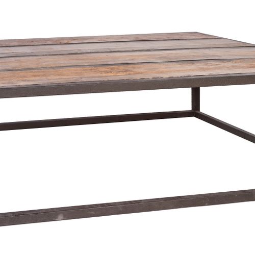 Null Tavolino rettangolare in acciaio verniciato nero con piano a doghe in legno&hellip;