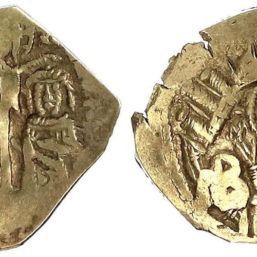 Null 拜占庭金币，帝国，安德罗尼克二世和迈克尔九世，1295-1320，Hyperpyron 1295/1320，君士坦丁堡。基督在城墙上给两位皇帝/玛丽加&hellip;