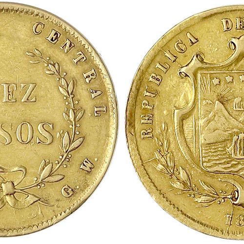 Null Monete e medaglie d'oro straniere, Costa Rica, Repubblica, dal 1821, 10 pes&hellip;