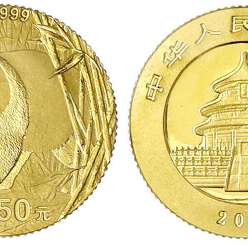 Null Monete e medaglie d'oro straniere, Cina, Repubblica Popolare, dal 1949, 50 &hellip;
