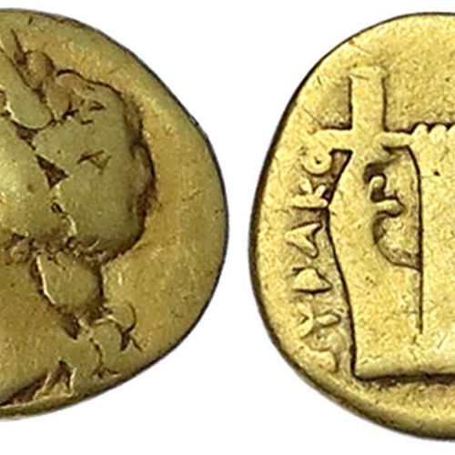 Null 古希腊金币，西西里，锡拉库扎，Agathocles公元前317-289年，12 1/2 litrai公元前310/305年。阿波罗头像l./Lyra。&hellip;
