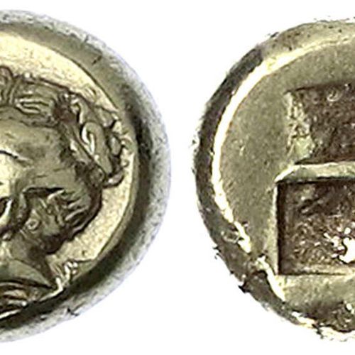 Null 古希腊金币，爱奥尼亚，波卡亚，赫克特（1/6 Stater） ELEKTRON 387/326 B.C. 女孩头像，/Quadratum incusu&hellip;
