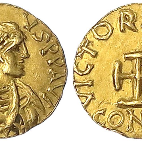 Null 迁徙时期的金币，伦巴第人，阿达尔瓦尔德人，阿里瓦尔德人或罗塔尼人，约615-652年，伪帝国的tremissis约620/700，不详。在托斯卡纳的M&hellip;