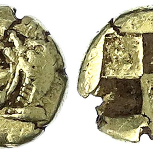 Null 古希腊金币，爱奥尼亚，Erythrai，Hekte（1/6 stater） ELEKTRON公元前550/500年，赫拉克勒斯头像/Quadratum&hellip;