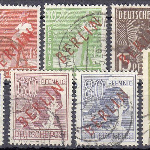 Null Stamps, Germany, Berlin, 2 Pf. - 2 M. Rozaufdruck 1949, clean used set in a&hellip;