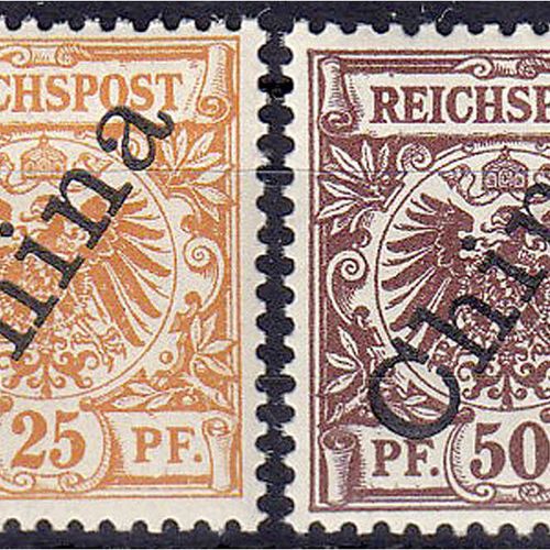 Null 邮票，德国，德国外国邮局和殖民地，德国在中国的邮政，1898年25便士和50便士的邮票，两张价值不菲的邮票，没有签名。180,-欧元。
** 米歇尔 &hellip;