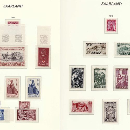 Null 邮票，拍品和收藏，德国（按字母顺序），萨尔州1947-1959 **。在预印页相册中的完整的薄荷收藏，包括微型片1和2，在附录中仍然是官方邮票，以及一&hellip;