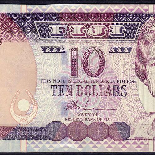 Null Banknotes, foreign, Fiji, 3 X 10 dollars o.D. (2002). Consecutive CN. BG079&hellip;