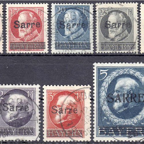 Null 邮票，德国，德国外国邮局和殖民地，德国投票区，5 Pf. - 10 M邮票1920年，完整的一套使用状况，包括20号a，每个价值专家A。汉堡BPP。米&hellip;