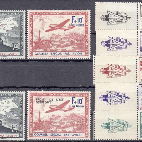 Null 邮票，德国，德国外国邮局和殖民地，德国占领区问题1939/1945年，航空邮件小图案和军团1941/1942年，三套完整的邮票，处于薄荷状态，第II+&hellip;