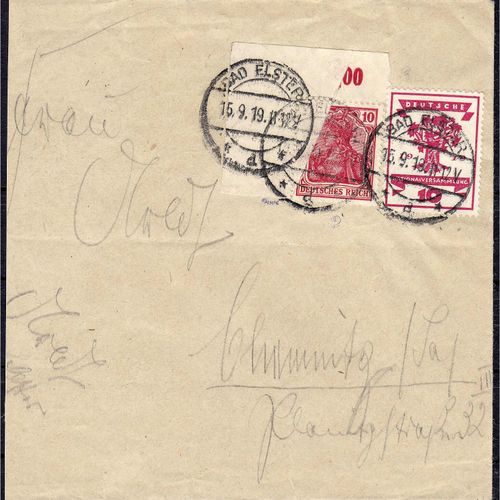Null 邮票，德国，德意志帝国，10 Pf Germania with watermark (war printing) 1915, 鲜艳至深红色，邮资到期的&hellip;