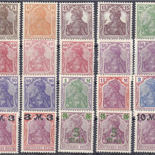 Null 邮票，德国，德意志帝国，Germania 1920/21，美丽的薄荷套装，有部分更好的专业颜色和类型，除了第140 b，第142 b，第143 b，第&hellip;