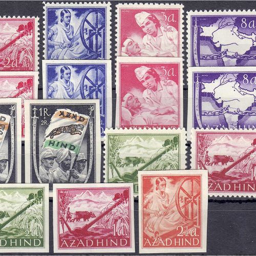 Null 邮票，德国，德国外国邮局和殖民地，德国占领区问题1939/1945年，印度国家1943年，完整的汇编在薄荷状态，此外，还有切割的问题，第I B - V&hellip;
