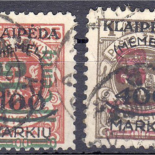 Null 邮票，德国，德国外国邮局和殖民地，Memelgebiet，1923年Memel的邮票，全套处于使用状态，230号专家Klein BPP，231号I和2&hellip;