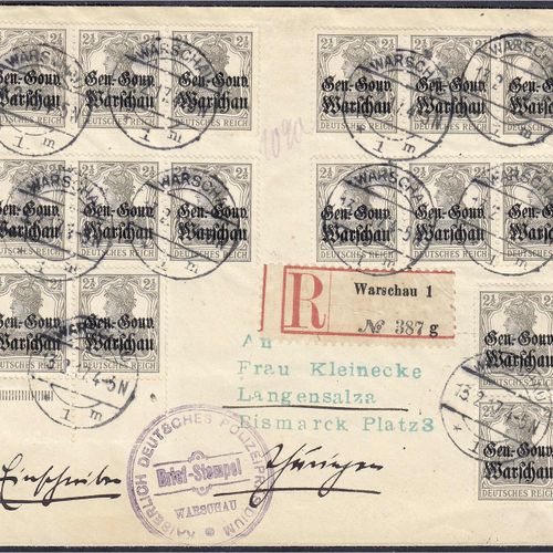 Null 邮票，德国，德国外国邮局和殖民地，德国占领问题1914/1918年，2 1/2 Pf.邮票1916年，邮资到期多次盖印（16种价值）在R型封面上，取消&hellip;