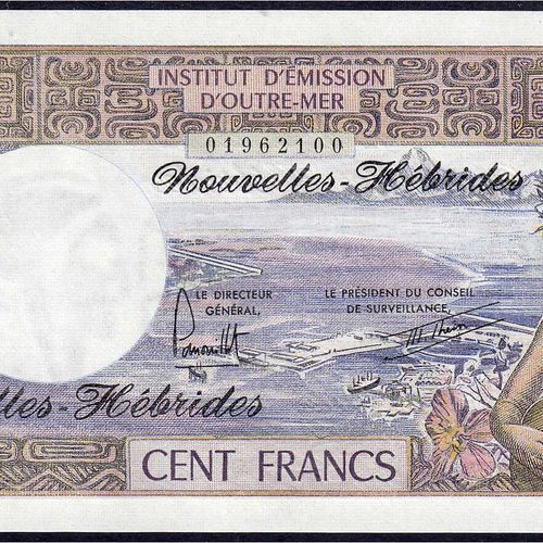 Null Billets de banque, Étranger, Nouvelles Hébrides, 100 francs o.D. (1977). I-&hellip;