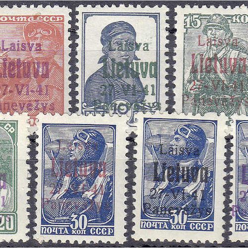 Null 邮票，德国，德国外国邮局和殖民地，德国占领问题1939/1945年，苏联（Ponewesch）1941年的5 K - 60 K邮票，整套邮票处于薄荷状&hellip;