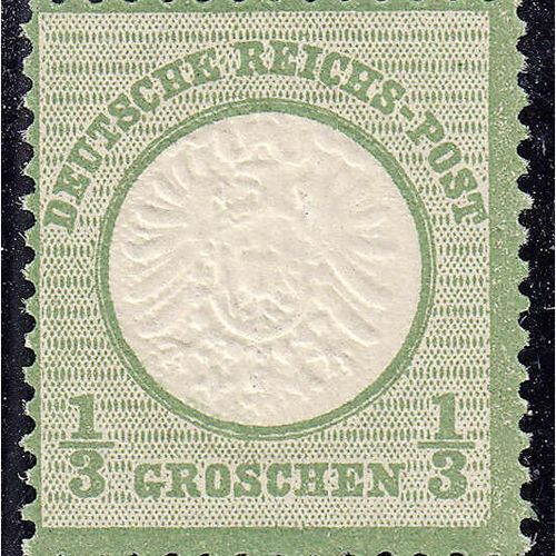 Null 邮票，德国，德意志帝国，1/3大胸盾牌1872年，薄荷状态，颜色，,b"，无签名。照片证明 Brugger BPP >这枚邮票的颜色非常新鲜，邮票上的&hellip;