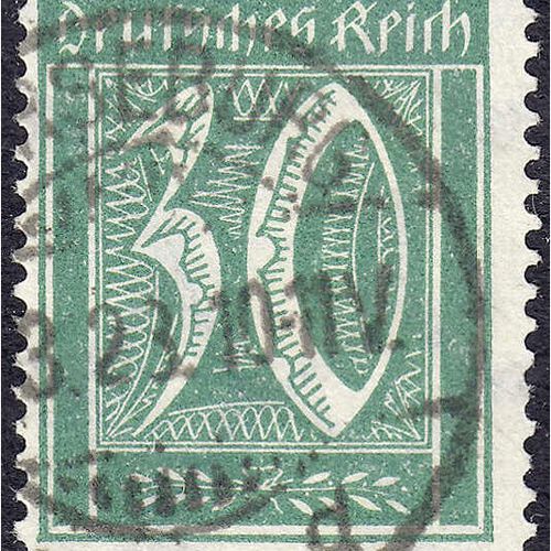 Null 邮票，德国，德意志帝国，30Pf.密码器1922，使用整齐，水印2，专家E.Peschl/Infla。米。420,-欧元。
使用。米歇尔181。