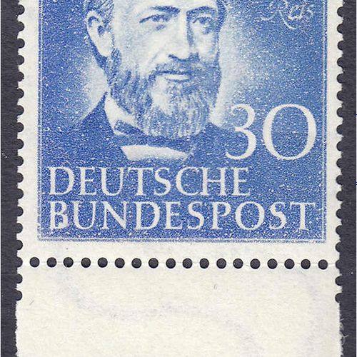 Null 邮票，德国，德意志联邦共和国，德国电话75年（Philipp Reis）1952年，状况良好，版式错误，"I"（"BUNDESPOST "的 "B "&hellip;