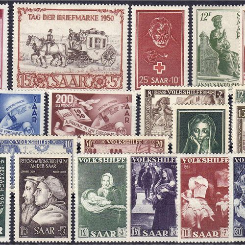 Null Stamps, Germany, Saarland, vintage 1950 and 1951, two complete volumes in m&hellip;