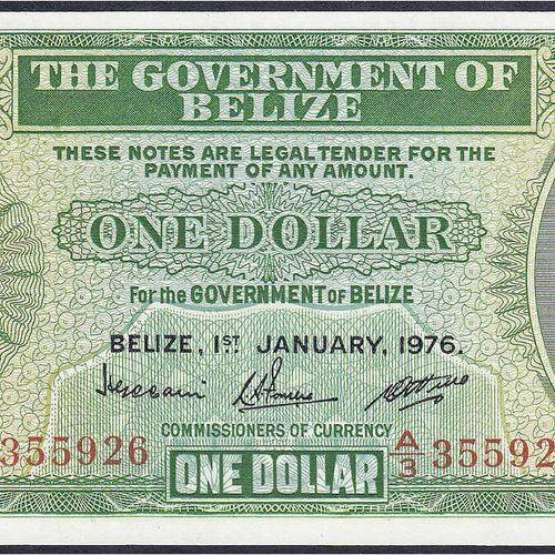 Null 钞票，外国，伯利兹，1美元1.1.1976。