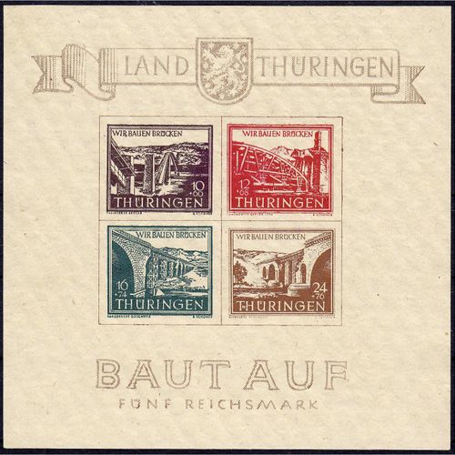 Null Stamps, Germany, Allied Occupation (Soviet Zone), Zone-Thuringia, bridge bu&hellip;