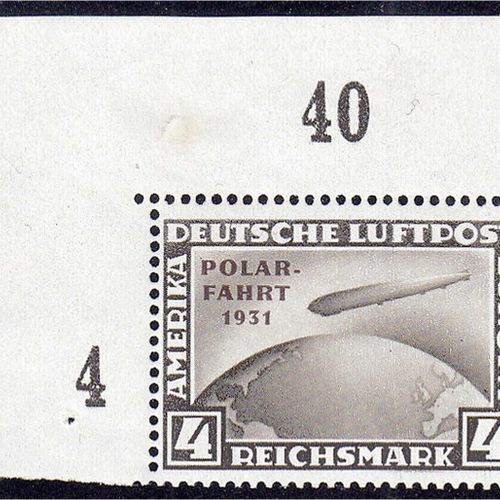 Null 邮票，德国，德意志帝国，4M。Polarfahrt 1931, mint condition, sheet left upper corner, in&hellip;