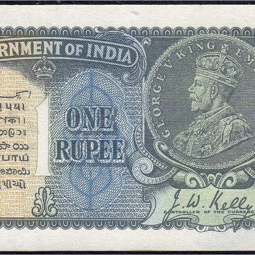 Null Billets de banque, Étranger, Inde, 1 roupie 1935. Wz. Portrait
I- Pick 14a.