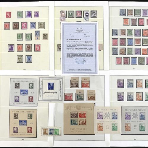 Null 邮票，拍品和收藏，德国（按字母顺序排列），苏联区 1945-1949 */**:几乎完整的收藏品，除了第2块，大部分处于薄荷状态，包括第1-7 B号，&hellip;