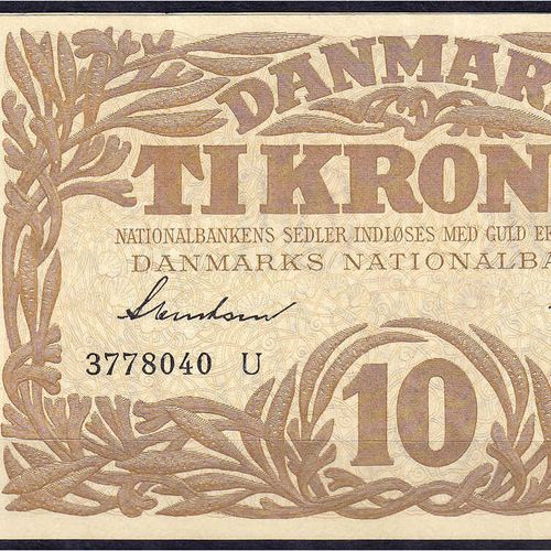 Null Banknotes, foreign, Denmark, National Bank, 2 X 10 Kroner 1943. Consecutive&hellip;