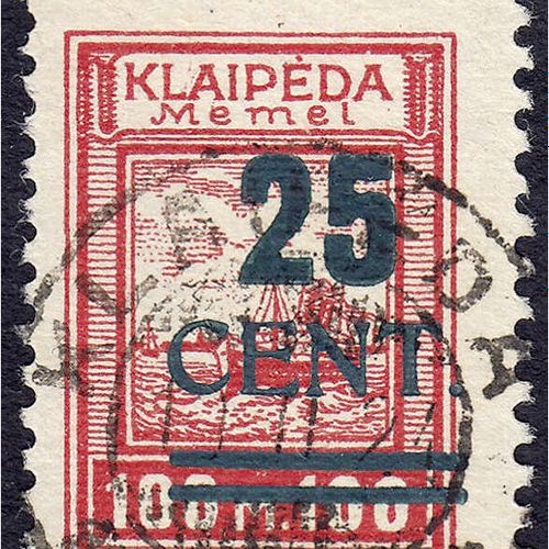 Null 邮票，德国，德国外国邮局和殖民地，Memelgebiet，25 C on 100 M Angliederung des Memellandes an &hellip;