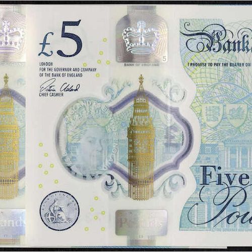 Null Banknotes, Foreign, Great Britain, 3 X 5 Pounds 2015 I. Pick 394.