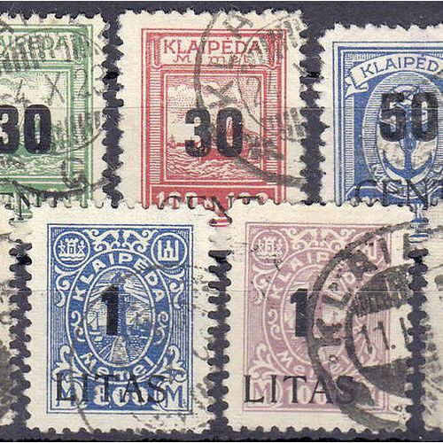 Null 邮票，德国，德国外国邮局和殖民地，Memelgebiet, 15 C on 40 M - 1 L on 3000 M Angliederung des&hellip;