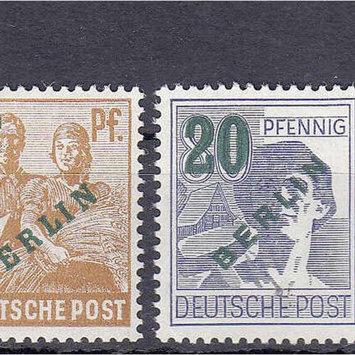Null Briefmarken, Deutschland, Berlin, Grünaufdruck 1949, kompletter Satz in pos&hellip;